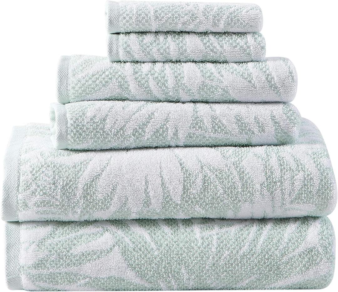 Tommy Bahama - Bathroom Towel Set, Soft & Absorbent 100% Yarn-Dyed Cotton Terry Towels, Coastal Bath Towel Set (Lago Palm Sage Green, 6 Piece)