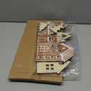 Retisee 1 Set Christmas Gingerbread House Decorations Foldable Christmas Gingerbreads House with LED Light and 2 Pcs Tree Xmas Village Home Decor Gift for Party (Gingerbread, Yellow)