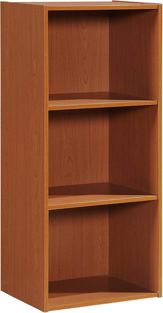 Hodedah Import 3 Shelf Bookcase, Cherry 11.77"D x 15.91"W x 35.67"H