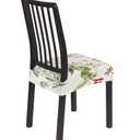 SearchI Stretch Dining Chair Seat Cover, Soft Removable Washable Seat Covers for Dining Chairs, Dining Room Seat Cover Protector (Rear-Covered, Beige Flower)