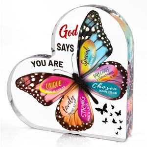 Christian Gifts for Women Birthday, Butterfly Inspirational Gifts for Mom, Sister, Coworker, Catholic Female, Friends, Girl, Religious Spiritual Gift, Home Office Desk Decor Sign