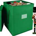 Christmas Nutcracker and Figurine Collectible Storage Box, Fits 9 Holiday Ornaments, Stores Up to 16" Tall Ornaments, Holiday Decor Organizer with Dividers, Nutcracker not Included(Green)