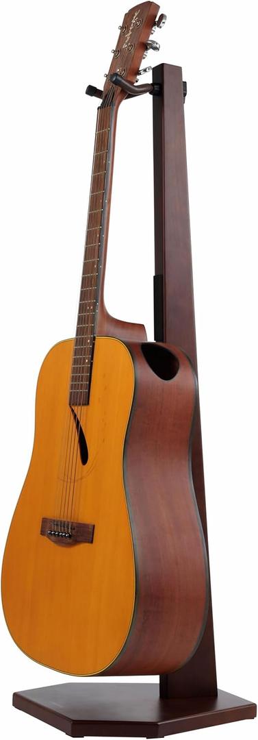 Nefelibata Wooden Guitar Stand - Handmade German Ash Solid Semi-curved Design Wood Stand Floor, Best for Acoustic guitars, Classical guitars, Banjos, Mandolins(Brown)