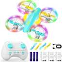 LED RC Drone for Kids 6+, Christmas Birthday Gift for Boys & Girls with Remote Batteries, 360 Flips, 3 Speed Modes, 45 Min Flight Indoor and Outdoor Flying Toy - Blue Yellow