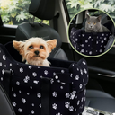 Cullaby Console Dog Car Seat for Small Dogs up to 15 lbs – Portable Armrest Booster with Soft Cushion and Safety Belt (Black)