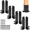 Yesland 8 Pcs Adjustable Deck Post Anchor Base Brackets Fit 1.5x1.5, 2x2, 2x4, 4x4 Post, Heavy Duty Reversible Wood Fence Post Base Brackets kit for Pergola Railing Mailbox, Black