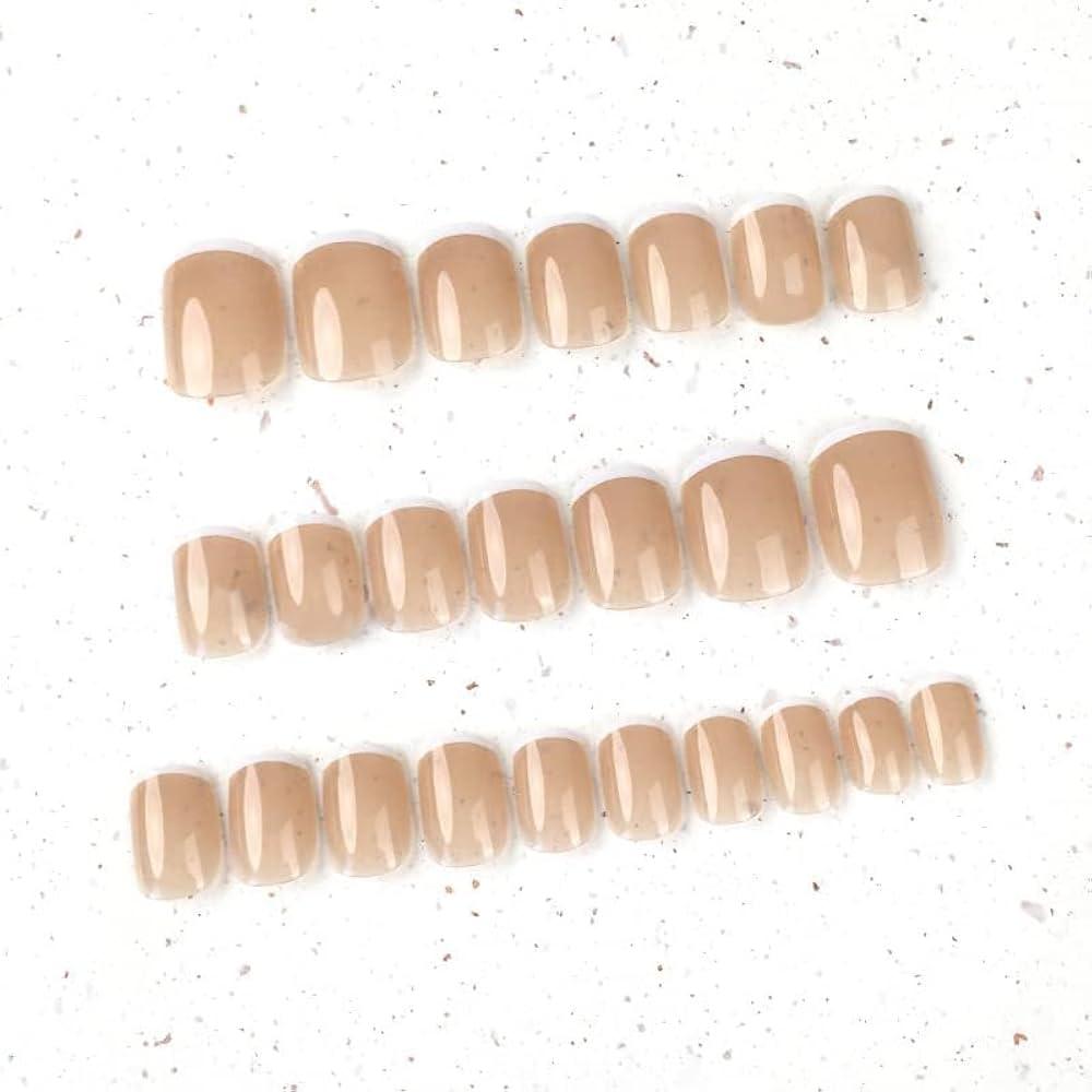 24pcs Cat's Eye Nail Art Press on Nails Fake Nails Square Glossy Short False Nail Tips Artificial Finger Manicure for Women and Girls (White French)