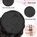 ALXNAN Wavy Curly Ponytail Extension, 26 Inch Black Brown Drawstring Ponytail for Black Women Short Soft Natural Synthetic Hairpiece Thick For Daily Use