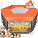 45"x45"x19.7" Sturdy Stainless Steel Frame Small Animal Playpen, Brooder Box for Chicks with Removable Roof & Bottom Pad for Easy Cleaning, Pet Playpen for Ducks, Kittens, Bunnies, Quails, Guinea Pigs