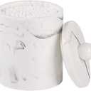 Marble Qtip Holder with Lid, White Resin Cotton Swab Container, Small Apothecary Storage Jars, Bathroom Q-Tip Holder for Cotton Balls, Swabs, Pads, Floss Picks