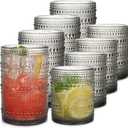 Gray Hobnail Drinking Glasses Set of 815 oz Vintage Highball Glassess & 12 oz Cocktail GlassesDrinkware Kitchen Glasses for Cocktail, Iced Coffee, Beer, Ice Tea, Wine, Whiskey, Water