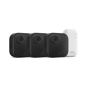 Blink Outdoor 4  Wireless smart security camera, two-year battery life, 1080p HD day and infrared night live view, two-way talk. Sync Module Core included  3 camera system