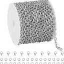 UMAOKANG 16.4 Feet Stainless Steel Chain for Jewelry Making Small Cable Chain Bulk with Jump Rings and Lobster Clasps