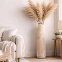 Tall Wooden Floor Vase for Pampas Grass – 22" Solid Wood Decorative Vase