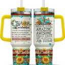 Chaos Coordinator Leopard Sunflower, Tumbler 40 Oz With Handle Lid And Straw, Chaos Coordinator Gifts, Handle Tumblers Flower Butterfly Yellow Coffee Women For Floral Black