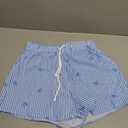 Milumia Women's 2 Piece Outfit Striped Bow Tie Puff Sleeve Blouse and Shorts Set Blue Small