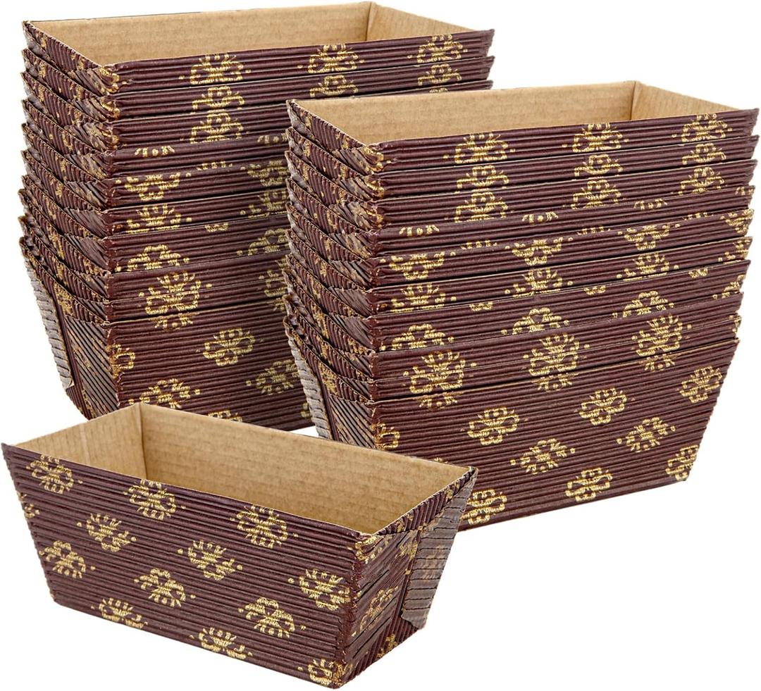 100 Pcs Mini Paper Loaf Pans Disposable Paper Loaf Pans for Baking, Microwave Oven Freezer Safe Corrugated Paper Baking Pans for Bread Baking