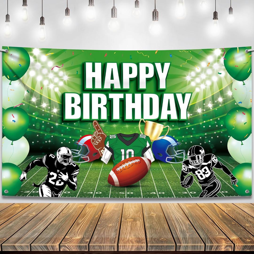 KatchOn, Large Football Birthday Banner for Football Decorations - 72x44 Inch | Football Backdrop for First Down Football Birthday Party Decorations | Football Party Decorations, Football Party Favors