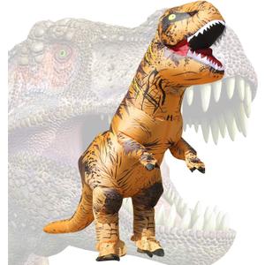Inflatable Dinosaur Costume for Adult Halloween Dinosaur Costumes Blow up T rex Costume for Adults (Brown)