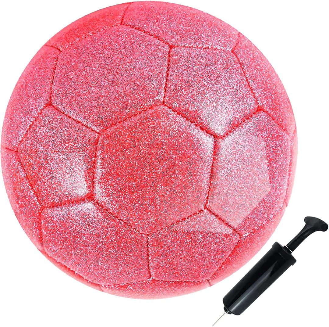 Soccer Ball Shiny Gift Size 3 4 5 Practice Training Come with Pump and Needle (Pink)
