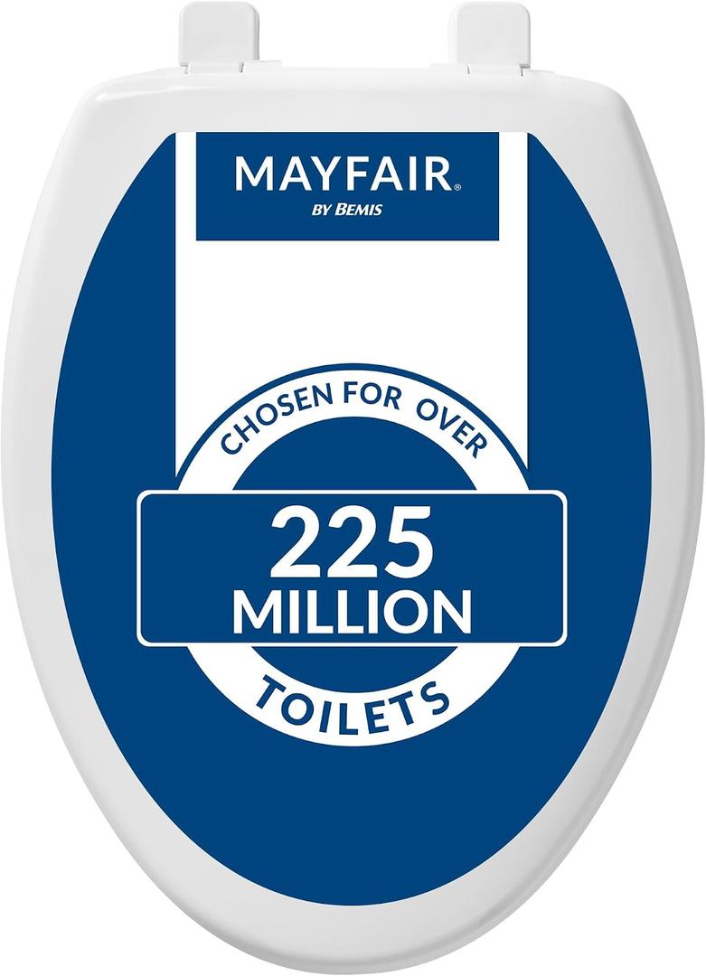 Mayfair Caswell Modern Slow Close Toilet Seat, Durable Plastic, Elongated, White