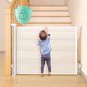 Momcozy Auto-Locking Retractable Mesh Baby Gate or Dog Gate, Child Safety Gate for Indoor or Outdoor, 33-inches Tall with up to 55-inches Wide Extension, Avoid Skirting Installation, White