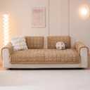 Awjcsv Couch Cover for Dogs Washable, Fuzzy Pet Couch Covers for 3 Cushion Sofa Pet Friendly, Non Slip Sofa Cover (Light Brown, 27.6" X 27.6"/70 X 70cm 2 PCS)