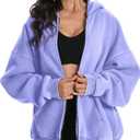 FAIABLE Womens Mens Zip Up Hoodie Oversized Acid Wash Hoodies Heavyweight Distress Cotton Fleece Zipper Hoodie Vintage (Purple, M)