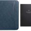 Forevermore Portfolios Portfolio Organizer - 3 Ring Binder with Notepad - 1.5 Inch Rings - Zippered Storage Pockets for Papers, Travel Documents, Presentation Folder, Cards, Passport, Tickets - Blue