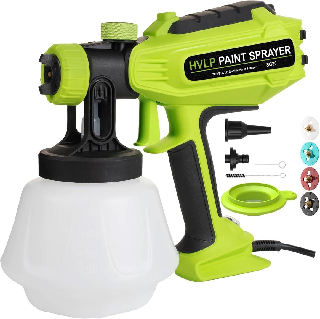 Paint Sprayer, 700W HVLP Electric Spray Paint Gun with Blowing Joints, 4 Nozzles & 3 Patterns, Easy to Clean, Paint Sprayer for House Painting Tool, Cabinets, Decks, Walls, Etc.