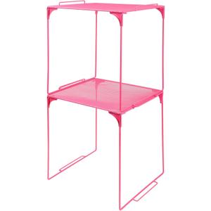 Locker Organizer Shelf Stackable Extra Locker Shelf for School Locker Organizer Storage Cabinet Accessories Suitable for School, Office, and Home use (2, Pink)