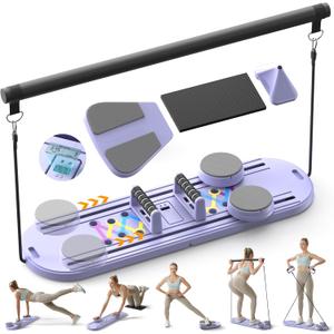Pilates Board,Multifunctional Rebound Abdominal Board,Foldable Pilates Reformer Set, Ab Core Trainer Machine,Ab Board,Exercise Board,Abs Workout Equipment for Women Men Home Gym Equipment (Purple)