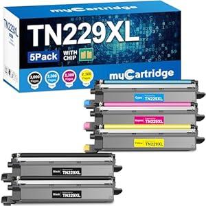 myCartridge TN229XL TN229 Toner Compatible Replacement for Brother TN-229XL TN229 Toner Cartridge for HL-L3280CDW MFC-L3780CDW MFC-L3720CDW HL-L3220CDW HL-L3295CDW Printer TN229XXL Toner 5-Pack