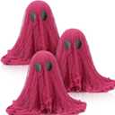 3 Sets Pink Halloween Decor DIY Crafts Kit Pink Ghost Centerpieces Set Include 6 Gauze, 3 Acrylic Stand, 6 Lantern Spooky Halloween Table Decor for Home Indoor Haunted House Party