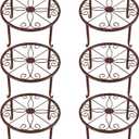 6 Pack 9.45 x 5.12 Inch Bronze Metal Plant Stands for Flower Pots, Retro Style Heavy Duty Potted Holder, Indoor Outdoor Metal Rustproof Iron Garden Container Round Support Rack for Planter