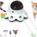 ORSDA Cat Laser Toy, 2-in-1 Interactive Automatic Motion Activated Moving 8 Holes Whack A Mole Feather, USB Rechargeable Electronic Smart Sensor Kitten Toys for Indoor Exercise