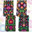 Kinlop 4 Pieces Mexican Kitchen Dish Towel Flowers Leaves Holiday Mexican Hand Towels Farmhouse Rustic Absorbent Dishcloths for Kitchen Supplies Halloween Decoration Holiday Part (Vivid)