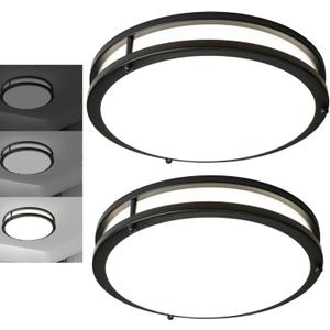 10inch Ceiling Light Fixture 2 Pack Black, 24W Led Ceiling Light Fixture 2400LM, Adjustable Brightness Flush Mount Ceiling Light for Bedroom, 5000K Daylight White, ETL Listed, Easy to Install