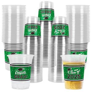 Gatherfun Class of 2025 Celebration - 12Pcs 16oz Green Graduation Plastic Cups for Sturdy & Durable Drinkware for Grad Festivities | Essential Graduation Party Supplies & Decorations