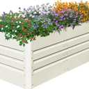 SnugNiture 4x2x2FT Raised Garden Bed Galvanized Planter Garden Boxes Outdoor, Deep Root Planter Raised Bed for Vegetables Flowers Herbs,Beige White
