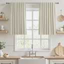 UHITECH Oatmeal 36 Inch Curtains for Bedroom 2 Panels Blackout Short Curtains Linen for Living Room 52 Inch Wide Thermal Room Darkening Drapes for Small Windows Black Out