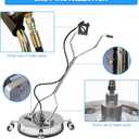 20" Pressure Washer Surface Cleaner with 304 Industrial-Grade Stainless Steel Housing, Dual Handle, Driveway Pressure Washer Attachment, 2 Replacement Nozzles, for Concrete, Sidewalk, Deck, 4500 PSI