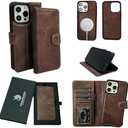 TORONATA Vegas Wallet Phone Case Compatible with iPhone 15 – Elegant Full-Grain Leather Phone Case Wallet – Card Holder Wallet RFID Blocking with Kickstand, Card Slots (Dark Brown)