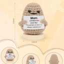 2 x Emotional Support-Nuggets-Positive-Potato, Funny Encouraging Pickle with Base, Mini Cute Knitted Crochet Plush Dolls, Handmade Birthday Gifts from Friend/Family - Khaki