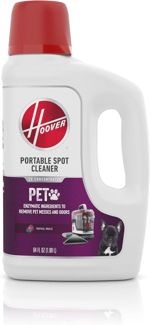Hoover Pet Portable Spot Cleaner Solution, 64 oz., Tropical Breeze Scent, Upholstery and Carpet Shampoo Solution, Eliminates Pet Messes and Odors, Designed for Hoover CleanSlate Spot Cleaner