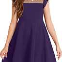 Arshiner Girls Dress Summer Ruffle Sleeve Mesh A Line Casual Party Dresses with Pockets 6-7