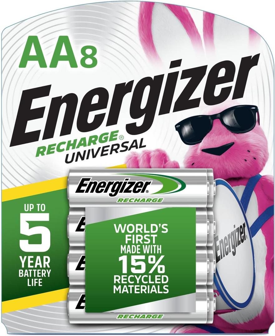 Energizer Rechargeable AA Batteries, Recharge Universal Double A Battery Pre-charged, 8 Count