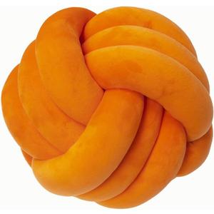 LUSJNGE Decorative Throw Knot Pillow Ball for Home Chair Sofa Couch Bed Aesthetic Round Velvet Knotted Pillow Cushion (Orange, 11 inches)