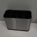 ODesign Utensil Caddy Flatware Organizer Crock Utensil Holder for Countertop Kitchen Rustproof 4 Divider Drip Tray Stainless Steel ABS Anti Slip Scratch - 7.1 x 3.39 x 5.1 inch