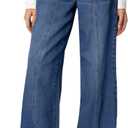 Sidefeel Women's Wide Leg Jeans High Waisted Stretchy Straight Leg Jeans Trendy Seamed Front Loose Denim Pants (16, Blue)